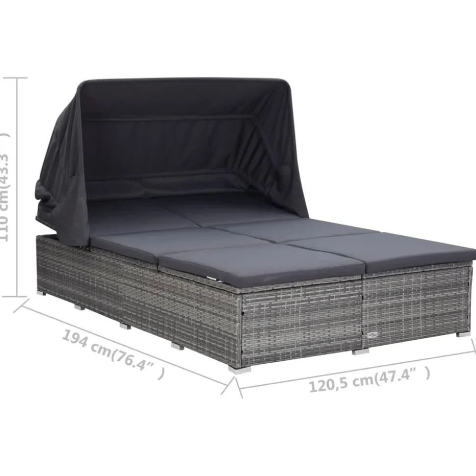 MAISON EXCLUSIVE - Transat à 2 places avec coussin résine tressée gris
