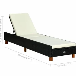 MAISON EXCLUSIVE - Transat avec coussin résine tressée noir