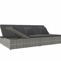 MAISON EXCLUSIVE - Transat convertible avec coussin résine tressée gris foncé