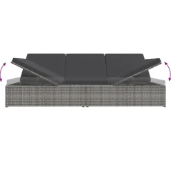 MAISON EXCLUSIVE - Transat convertible avec coussin résine tressée gris foncé