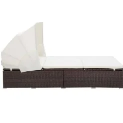 MAISON EXCLUSIVE - Transat à 2 places avec coussin résine tressée marron
