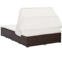 MAISON EXCLUSIVE - Transat à 2 places avec coussin résine tressée marron