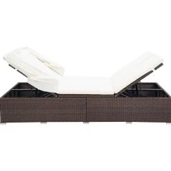 MAISON EXCLUSIVE - Transat à 2 places avec coussin résine tressée marron
