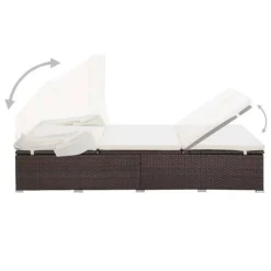 MAISON EXCLUSIVE - Transat à 2 places avec coussin résine tressée marron