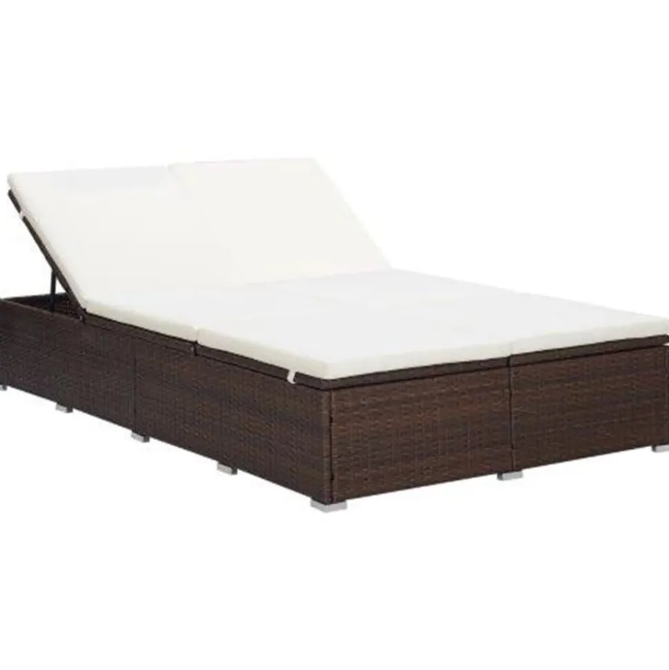 MAISON EXCLUSIVE - Transat à 2 places avec coussin résine tressée marron