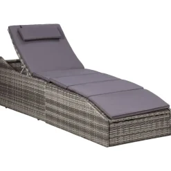 MAISON EXCLUSIVE - Transat avec coussin résine tressée gris