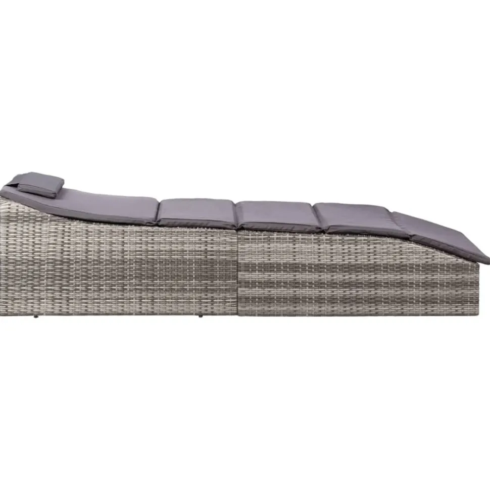 MAISON EXCLUSIVE - Transat avec coussin résine tressée gris