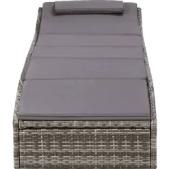MAISON EXCLUSIVE - Transat avec coussin résine tressée gris