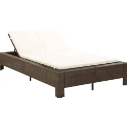 MAISON EXCLUSIVE - Transat à 2 places avec coussin marron résine tressée