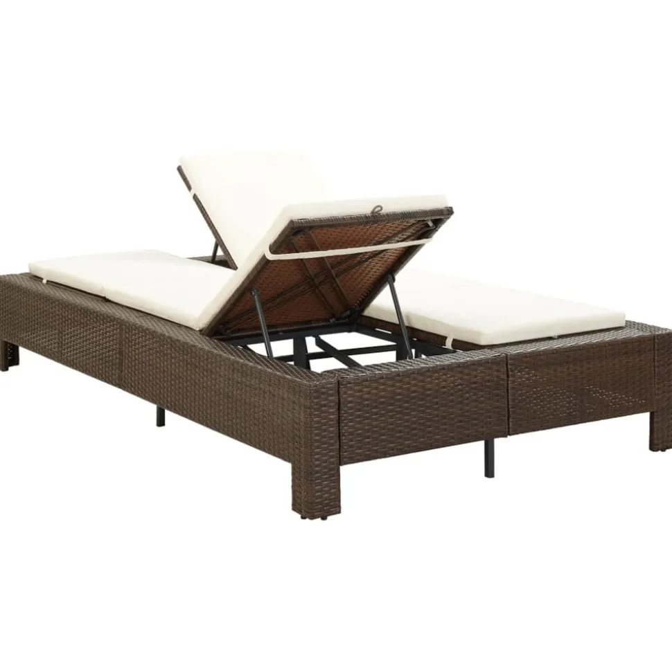 MAISON EXCLUSIVE - Transat à 2 places avec coussin marron résine tressée