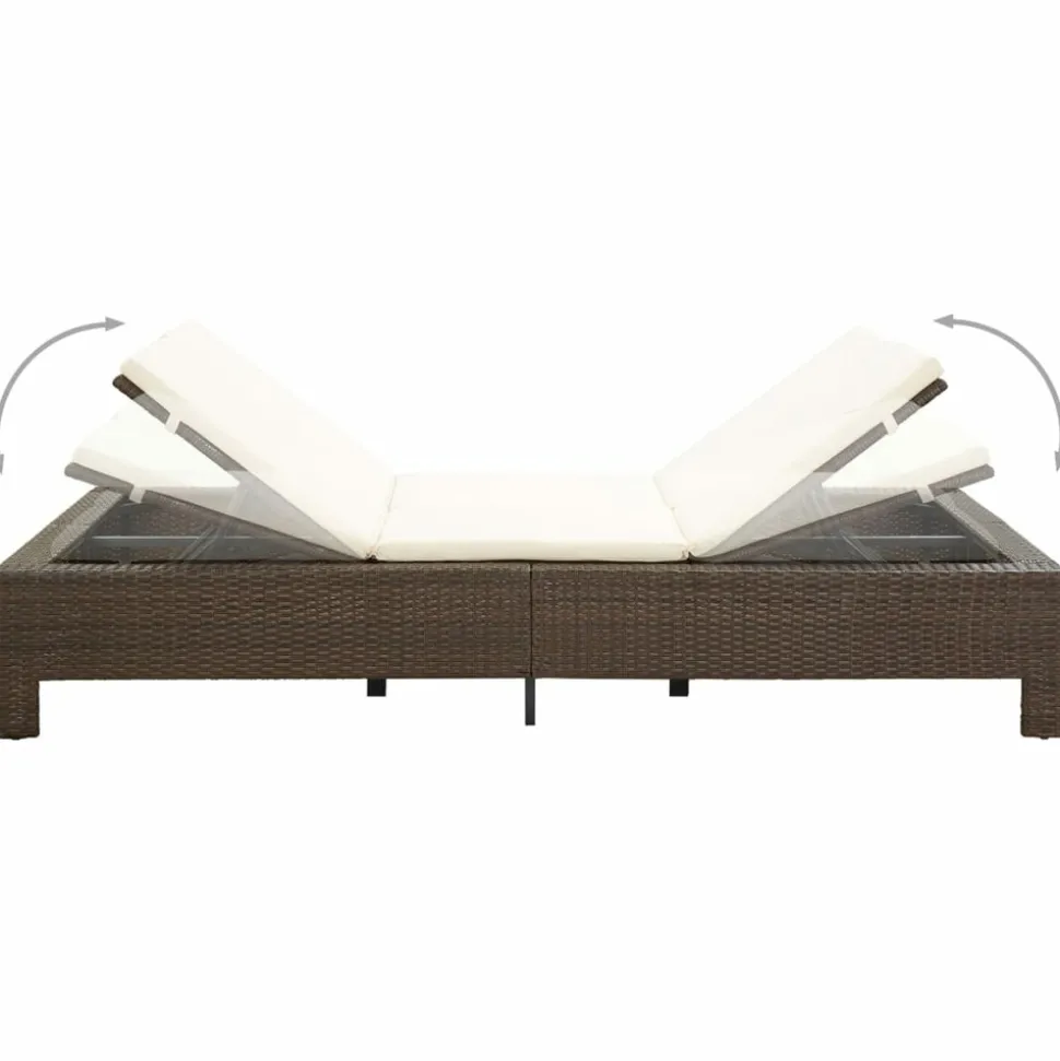MAISON EXCLUSIVE - Transat à 2 places avec coussin marron résine tressée