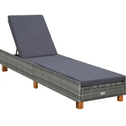 MAISON EXCLUSIVE - Transat avec coussin résine tressée gris
