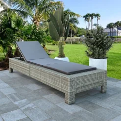 MAISON EXCLUSIVE - Transat avec coussin gris résine tressée