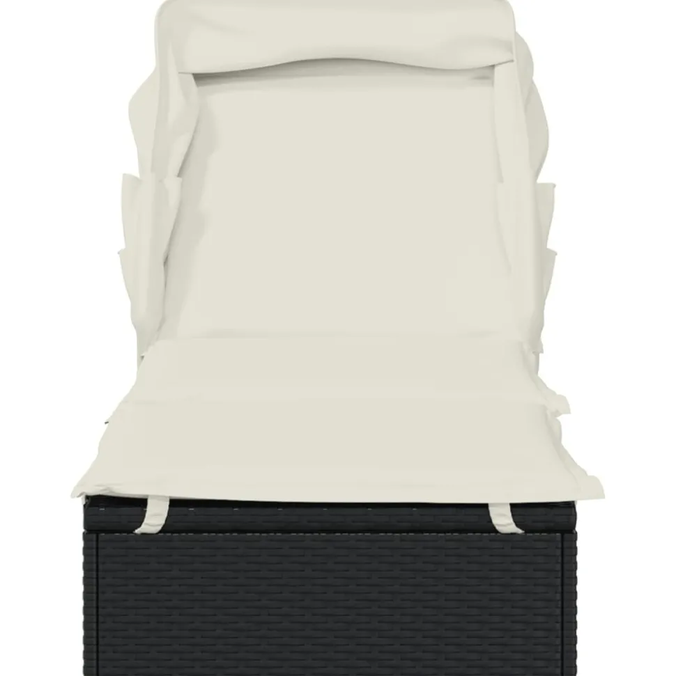 MAISON EXCLUSIVE - Transat avec toit pliable noir 213x63x97 cm résine tressée