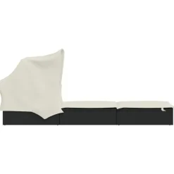 MAISON EXCLUSIVE - Transat avec toit pliable noir 213x63x97 cm résine tressée