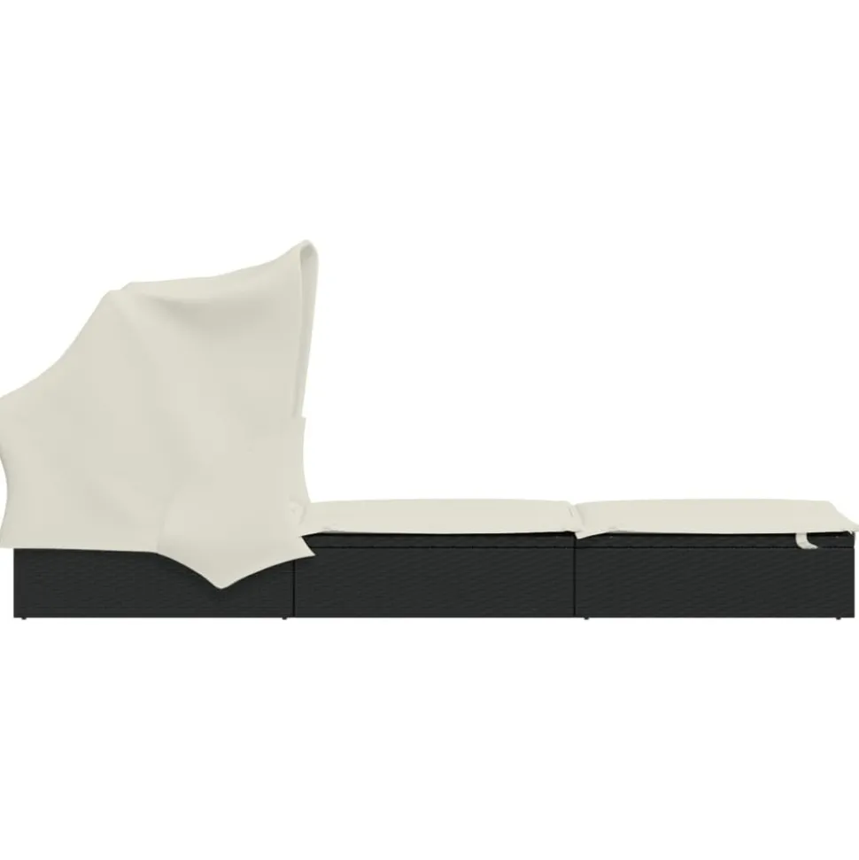 MAISON EXCLUSIVE - Transat avec toit pliable noir 213x63x97 cm résine tressée