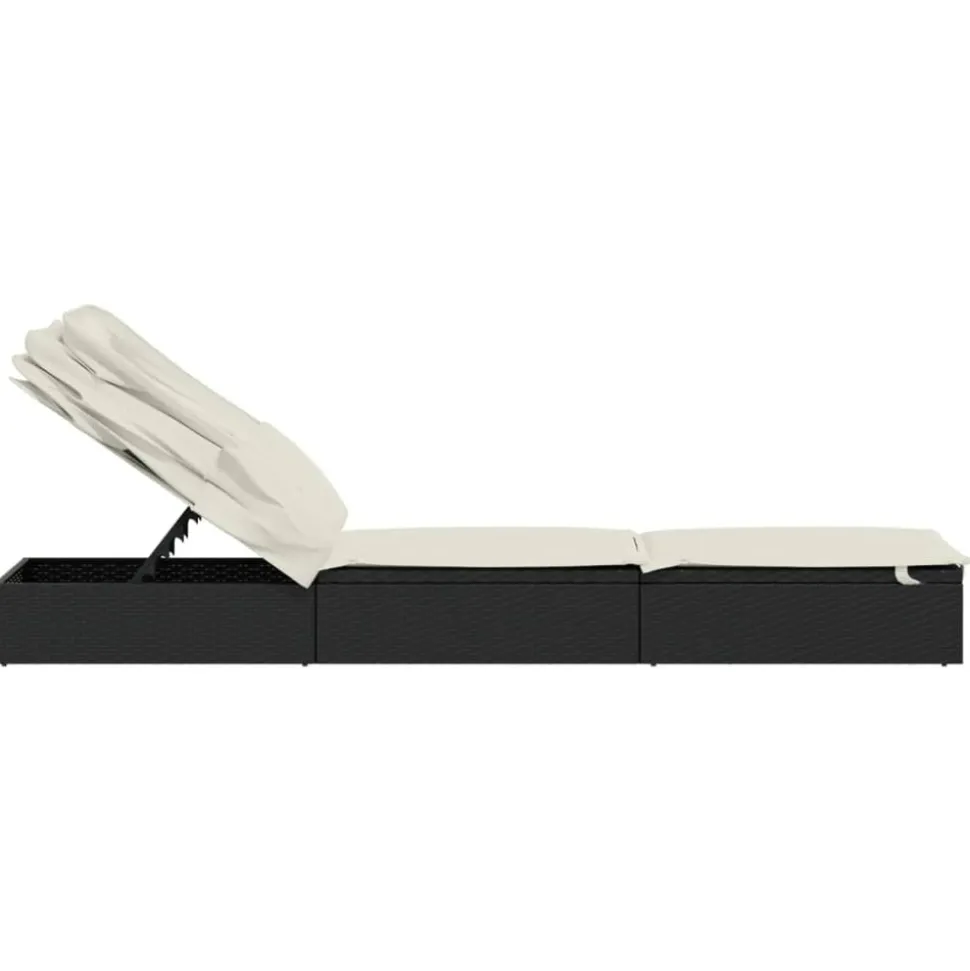 MAISON EXCLUSIVE - Transat avec toit pliable noir 213x63x97 cm résine tressée