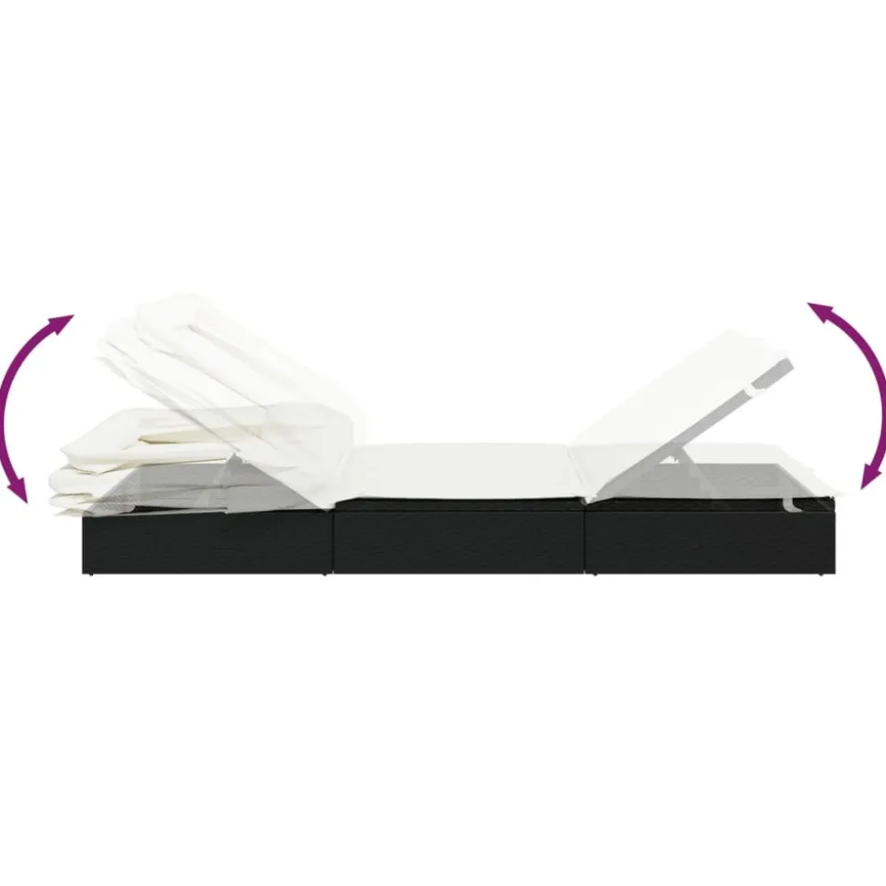 MAISON EXCLUSIVE - Transat avec toit pliable noir 213x63x97 cm résine tressée