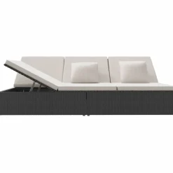 MAISON EXCLUSIVE - Transat convertible avec coussins résine tressée noir