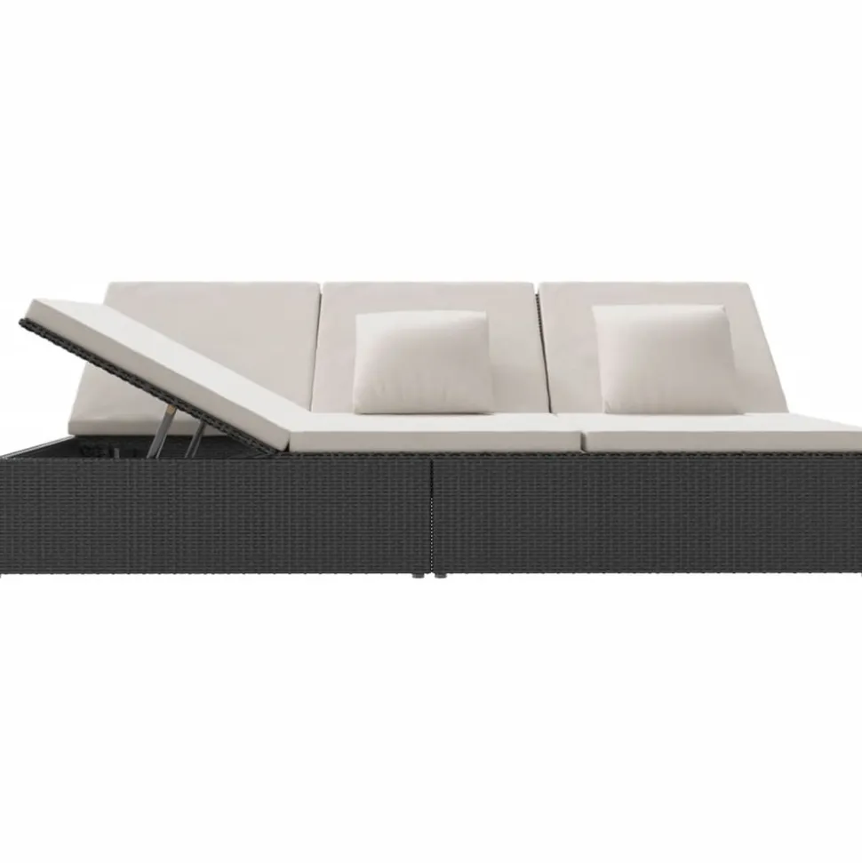 MAISON EXCLUSIVE - Transat convertible avec coussins résine tressée noir