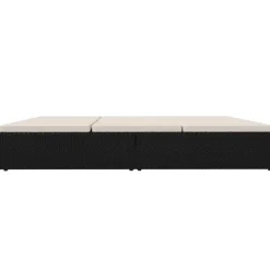 MAISON EXCLUSIVE - Transat convertible avec coussins résine tressée noir