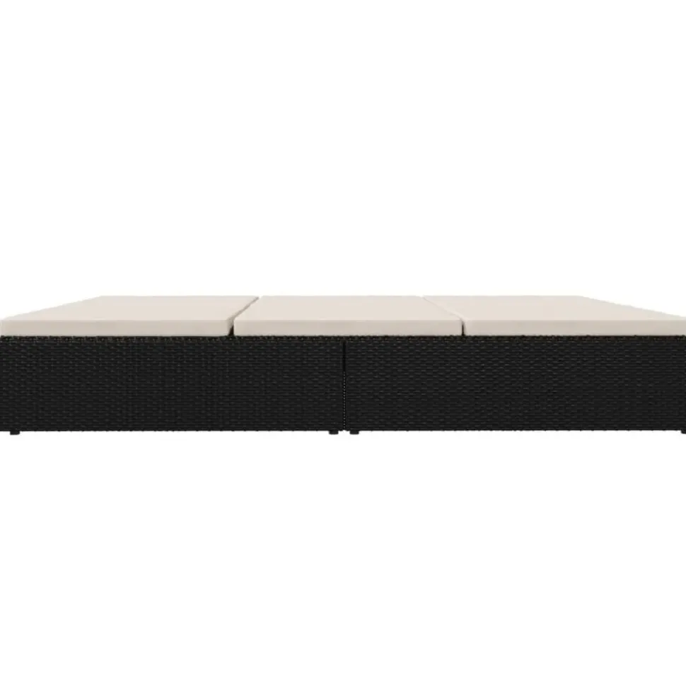 MAISON EXCLUSIVE - Transat convertible avec coussins résine tressée noir