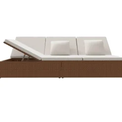 MAISON EXCLUSIVE - Transat convertible avec coussins résine tressée marron