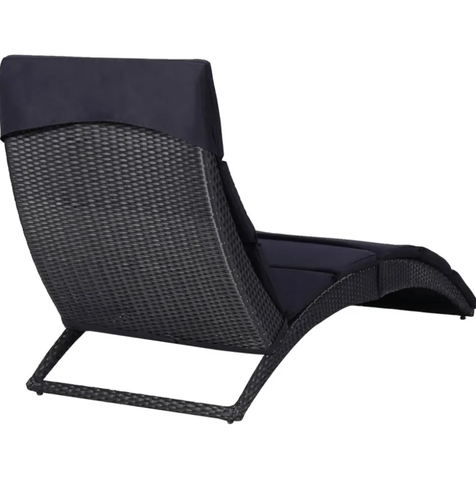 MAISON EXCLUSIVE - Transat avec coussin résine tressée noir