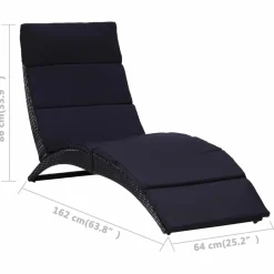 MAISON EXCLUSIVE - Transat avec coussin résine tressée noir