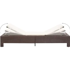 MAISON EXCLUSIVE - Transat avec coussin marron résine tressée