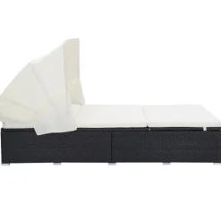 MAISON EXCLUSIVE - Transat à 2 places avec coussin résine tressée noir