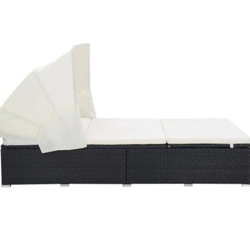 MAISON EXCLUSIVE - Transat à 2 places avec coussin résine tressée noir