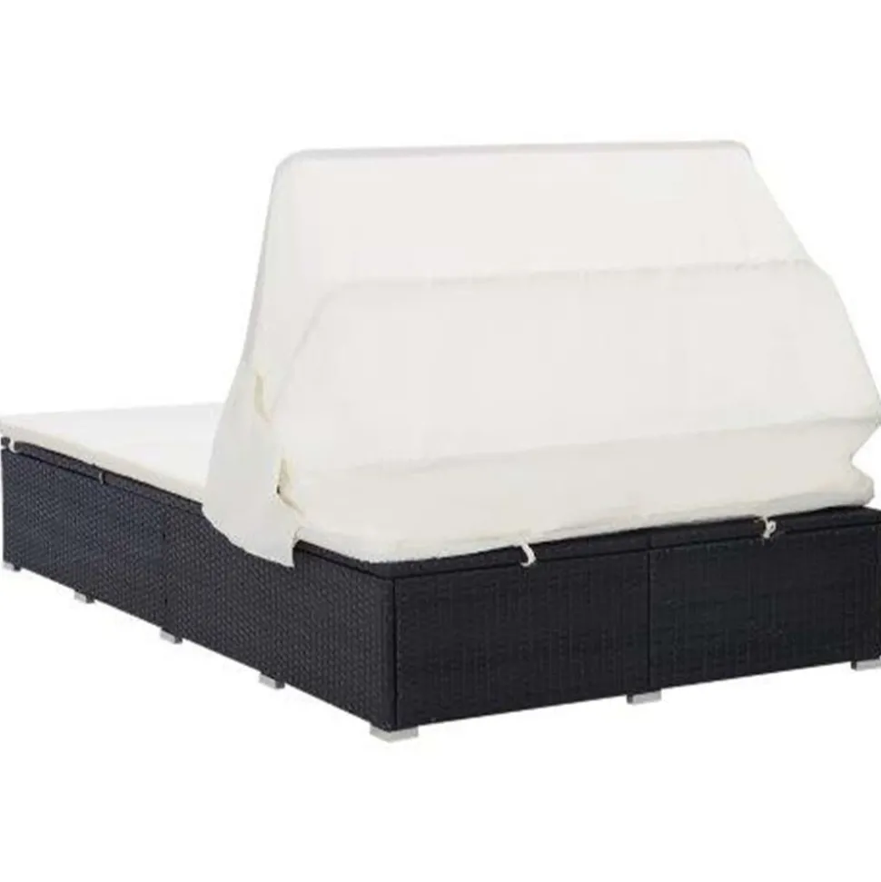 MAISON EXCLUSIVE - Transat à 2 places avec coussin résine tressée noir