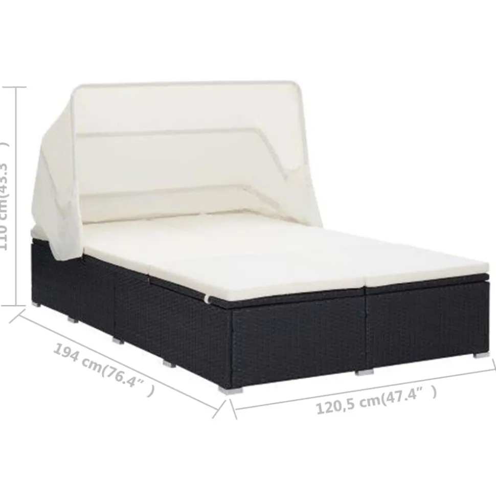 MAISON EXCLUSIVE - Transat à 2 places avec coussin résine tressée noir