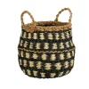 MICA - Panier rond Dustin, en zostère, coloris noir - H.30xD.26cm