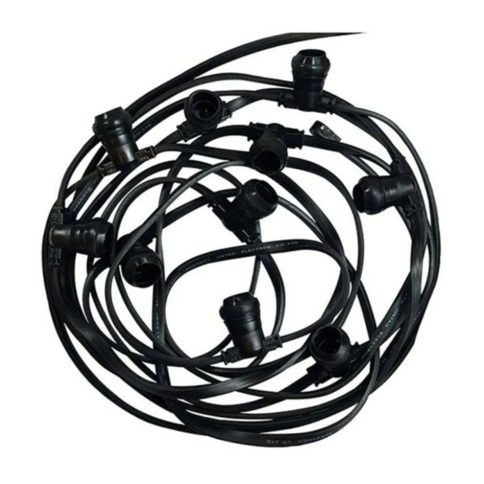 MIIDEX - Guirlande guinguette 10 culots b22 10m extérieur connectable câble plat noir miidex