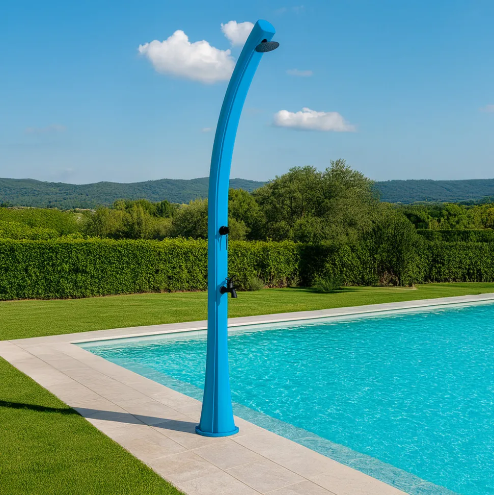 MPC - Douche solaire bleue avec reservoir 25l en polyethylene hd 226 cm