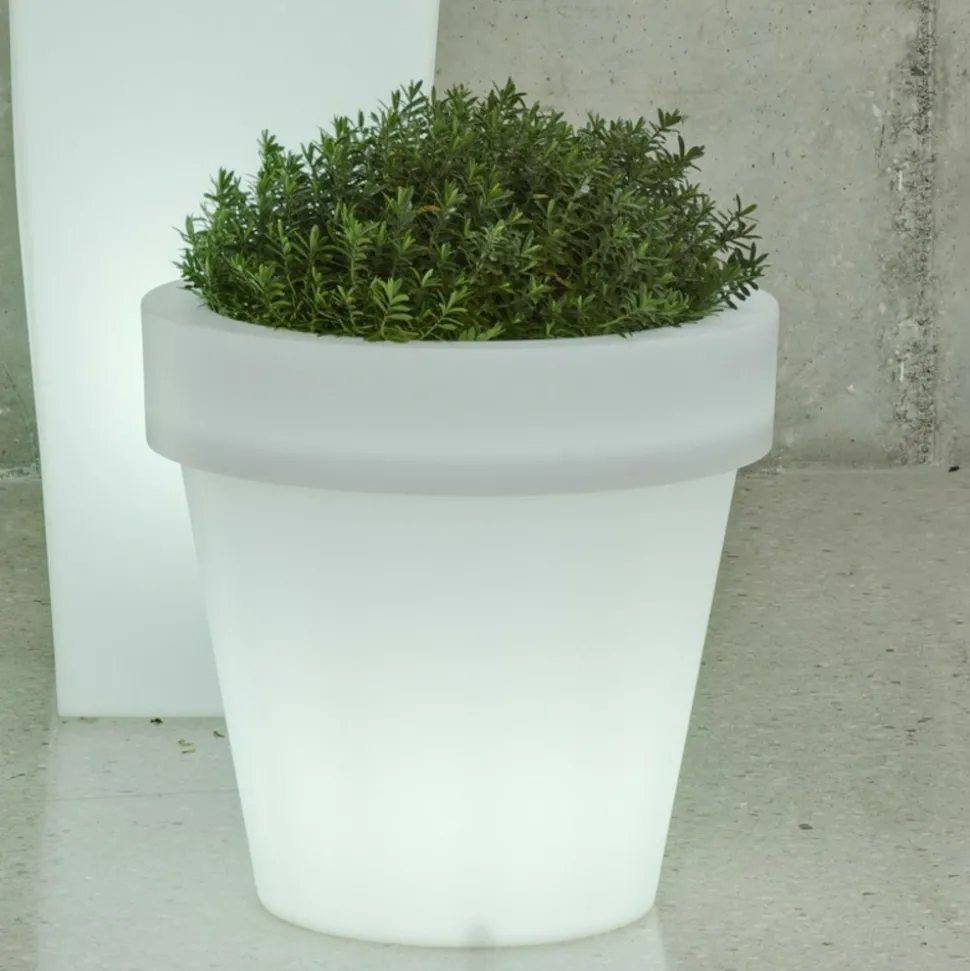 NEW GARDEN - Pot lumineux magnolia 30 smarttech, recharge solaire ou usb, avec télécommande