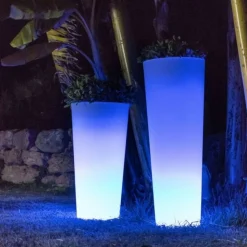 NEW GARDEN - Pot lumineux solaire ficus 80 smarttech, recharge solaire ou usb, avec telecommande