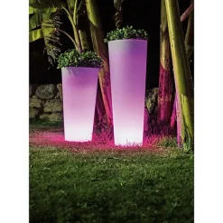 NEW GARDEN - Pot lumineux solaire ficus 80 smarttech, recharge solaire ou usb, avec telecommande