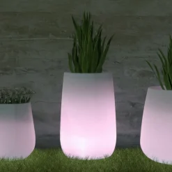 NEW GARDEN - Pot lumineux camelia high smarttech, recharge solaire ou usb, avec télécommande
