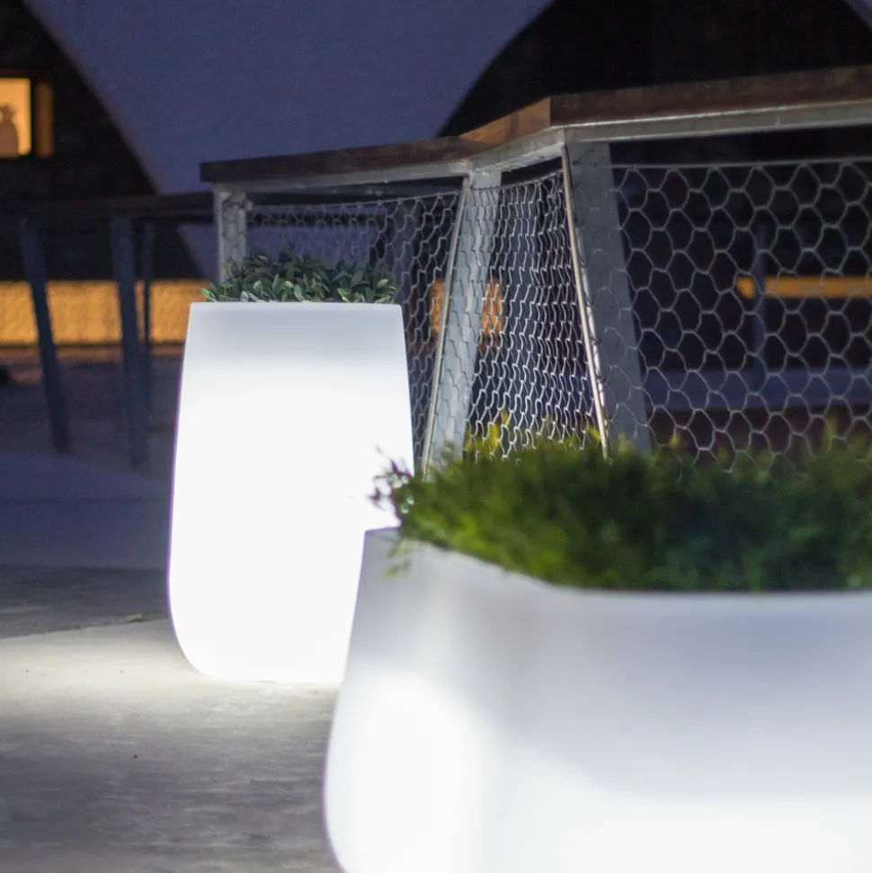 NEW GARDEN - Pot lumineux camelia high smarttech, recharge solaire ou usb, avec télécommande