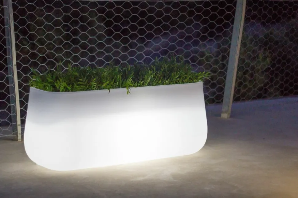NEWGARDEN - Bac à fleurs lumineux camelia large lumière blanche froide par câble 98x40x39,5cm