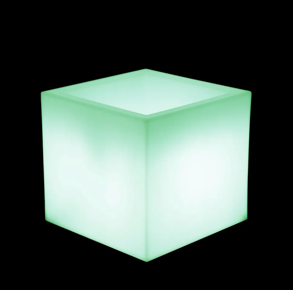 NEWGARDEN - Pot carré lumineux narciso 50 solaire+batterie rechargeable led rgb avec télécommande 49,5x49,5x49,5cm