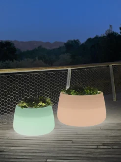 NEWGARDEN - Pot lumineux camelia 80 solaire+batterie rechargeable led rgb avec télécommande ø79x46,5cm