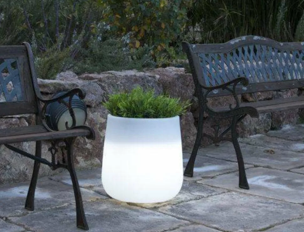 NEWGARDEN - Pot lumineux camelia 60 solaire+batterie rechargeable led rgb avec télécommande ø59x39cm