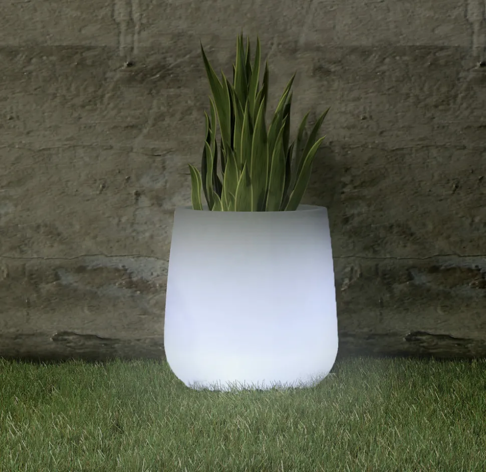NEWGARDEN - Pot lumineux camelia 40 solaire+batterie rechargeable led rgb avec télécommande ø39x39cm