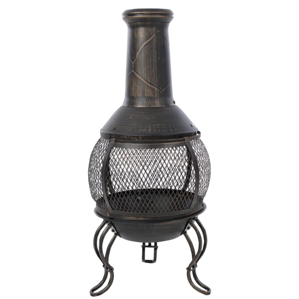 OUTTRADE - Cheminée d'extérieur SAUDA noire - 38x38x90 cm