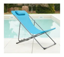 OZALIDE - Lot de 6 chiliennes en acier - bleu canard - sunny
