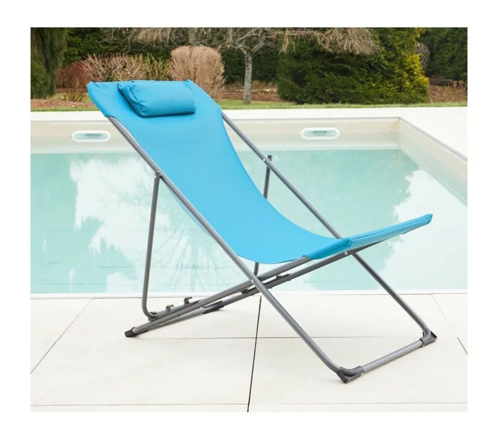 OZALIDE - Lot de 6 chiliennes en acier - bleu canard - sunny
